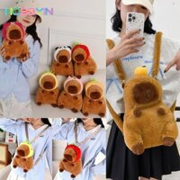 Ba lô HOBBYIN Capybara, Ba lô sang trọng hoạt hình Capybara dễ thương, Quà tặng khăn trùm đầu trái cây Túi Tote vui nhộn dung tích lớn