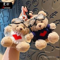 Ba lô học sinh gấu nhồi bông sáng tạo, mặt dây chuyền búp bê, móc khóa cặp đôi dễ thương, quà tặng nhỏ hoạt hình