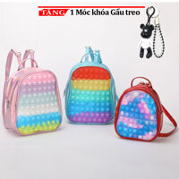 Ba lô Học sinh Pioneer Bong bóng Âm nhạc Đồ chơi Silicone Cầu vồng TS3 Shalla Tặng móc khóa gấu treo - NGẪU NHIÊN