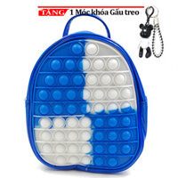 Ba lô Học sinh Pioneer Bong bóng Âm nhạc Đồ chơi Silicone Cầu vồng TS3 Shalla Tặng móc khóa gấu treo - xanh loan trắng