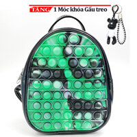 Ba lô Học sinh Pioneer Bong bóng Âm nhạc Đồ chơi Silicone Cầu vồng TS3 Shalla Tặng móc khóa gấu treo - đen xanh lá