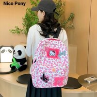 Ba lô in họa tiết da báo dễ thương Nico Pony dành cho nữ với thiết kế Hello Kitty