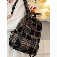 Ba lô kẻ sọc phong cách retro mùa thu đông cặp đeo chéo học sinh Ba lô đa năng dành cho du lịch giải trí thích hợp