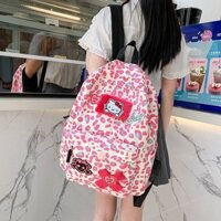 Ba lô KTM dễ thương nguyên bản màu hồng da báo đi học hoạt hình anime hellokitty schoolbag