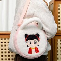 Ba lô LEOTA Ne Zha 2, Túi đeo vai Nezha tròn hoạt hình Kawaii, Túi xách mềm thần thoại truyền thống Trung Quốc dung tích lớn sáng tạo dành cho trẻ em