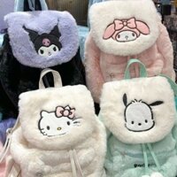 Ba lô lông Sanrio Kuromi Túi đi học Hello Kitty Túi sang trọng My Melody Túi học sinh Túi xách nữ