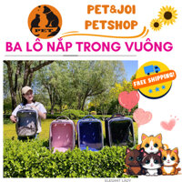 BA LÔ NẮP TRONG VUÔNG CHO CHÓ MÈO ,  Balo Ba Lô Vuông Trong Suốt Chó Mèo màu Trơn - PET&JOI