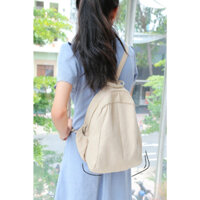 Ba lô nhỏ đi học, đi chơi - Balo trơn vải Canvas cắt may thủ công - màu be_NhacuaCa_