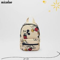 Ba lô NICOLOO, Túi đi học mẫu giáo họa tiết chuột Mickey có thể điều chỉnh, Túi du lịch trẻ em nhẹ có thể tháo rời in hình Mickey
