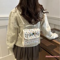 Ba Lô Nữ Chấm Thêu Chó Dung Tích Lớn Da PU Hàng Ngày Túi Thường Ngày