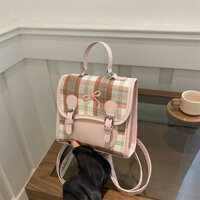 Ba lô nữ kẻ sọc phù hợp thông thường 2024 Ba lô du lịch phong cách mới Màu tương phản Mini Túi đi học nhỏ cầm tay