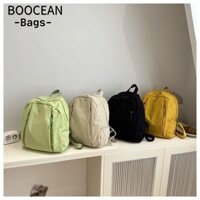 Ba lô Nylon BOOCEAN, Túi đeo vai nhẹ dung tích lớn, Ba lô du lịch có khóa kéo đôi màu trơn