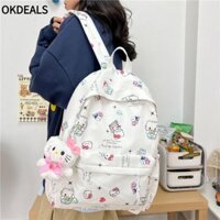 Ba lô OKDEALS, Túi đi học Hello Kitty Kawaii, Túi đựng Laptop sinh viên Nylon ngọt ngào hoạt hình