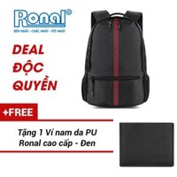 Ba lô Ronal BL83 - Đen in đỏ tặng ví nam màu đen