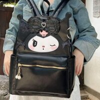 Ba lô SAINTY Kuromi, Túi xách dung tích lớn Túi đeo vai Mymelody, Túi sách Anime phong cách Nhật Bản hoạt hình Ba lô da PU cho bé gái