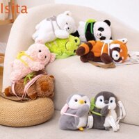 Ba lô sang trọng ISITAFTB Capybara, Dây đeo có thể điều chỉnh Túi sang trọng gấu trúc ếch, Đồ chơi ngủ cho bé PP Cotton Panda Túi đeo chéo chim cánh cụt dung tích lớn cho trẻ em