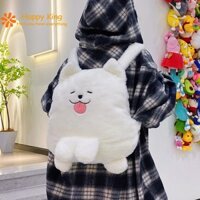 Ba lô sang trọng Samoyed đáng yêu Ba lô búp bê chó con hoạt hình vui nhộn Ba lô cặp sách học sinh nữ túi dễ thương quà sinh nhật