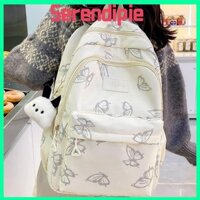 Ba lô SEENDIPIE, Túi đi học in hình bướm dung tích lớn, Túi sách siêu nhẹ Kawaii Hàng ngày