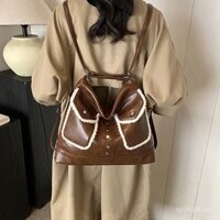 Ba lô thời trang vintage dung tích lớn cho phụ nữ 2025, túi đi học cao cấp mới cho sinh viên đại học, túi đeo chéo xu hướng