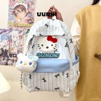 Ba lô UUMIR Hello Kitty, Túi đi học hình mèo KT cỡ lớn sọc Nhật Bản, Túi sách hoạt hình thời trang