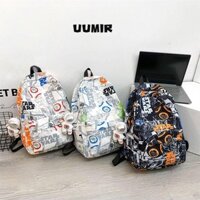 Ba lô UUMIR, Túi đi học phong cách Hàn Quốc Graffiti Trend, Túi đeo vai siêu nhẹ dung tích lớn thời trang