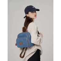 Ba Lô Vải Bạt denim nam nữ 2024 Ba lô máy tính đi lại mẫu mới Ba lô cặp sách học sinh cấp 2, cấp 3