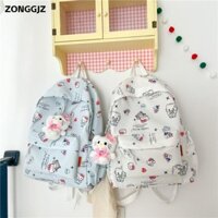 Ba lô ZONGGJZ, Túi đi học Hello Kitty ngọt ngào, Túi xách Kawaii hoạt hình Nylon