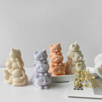 Ba Mèo Con Nến Thơm Khuôn Silicon Tự Làm Xếp Chồng Âm Nhạc Mèo Con Động Vật Thơm Thạch Cao Trang Trí Khuôn