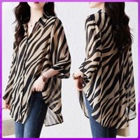 Ba Phần Tư Tay Áo Chống Nắng Áo Len Nữ Họa Sĩ Sọc Ngựa Áo Len Sọc Béo Chị Bao