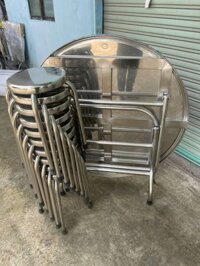BA02-Bộ bàn tròn inox 10 ghế hòa phát tròn 1m2