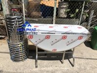 BA12 - Bộ bàn tròn gấp 3 inox + 10 ghế inox hòa phát cao cấp - inox 304 dày 1.2mm