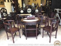 BA22 Bàn ghế ăn bàn bán nguyệt gỗ gụ 4 ghế ( Chú Toản, Bình Dương )