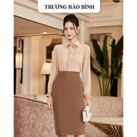 BA24.021 - Áo sơ mi nữ cổ bẻ kép mí nẹp chất lụa tằm Ý dáng suông, sơ mi công sở nữ áo dài tay lụa - Trương Bảo Bình