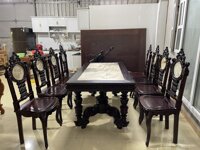 BA94 Bộ Bàn ăn Cù Lá Gỗ Gụ Hàng Dày 8 ghế 1 bàn ( Cô Oanh, Thái Bình )
