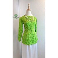 B.A99 - Bà Ba Lụa in Hoa Hồng Dây Kéo Cổ Tròn Tay Dài - Hân Nguyễn Áo Bà Ba