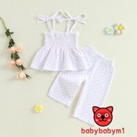 Bab-toddler Girl Mùa Hè Kẻ Sọc / Chấm In Spaghetti Dây Đeo Áo Có Quần Dài Trang Phục