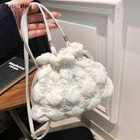 Babi Mami Túi đựng nước vai nữ Lingge chỉ may Cotton bó miệng Túi đeo chéo nách cầm tay đa năng