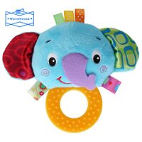 Baby BB sounds rattle hand holding teether rattles baby bells 0-1 plush toys animal rattles Elephant
