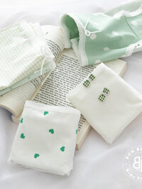 （Baby） (Bon Bo Kids) Quần Chip Bé Gái Mẫu Chấm Bi Xanh, Quần Lót Bé Gái 32-60kg, Kháng Khuẩn, 100%