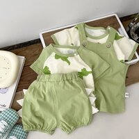 Baby dinosaur suit short-sleeved top shorts baby overalls boys girls summer t-shirt two-piece