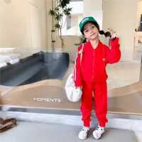 BABY MUN KIDS Set bộ đồ đôi thể thao Thu Đông áo khoác bóng chày + quần jogger Bé Gái / Bé Trai Trẻ Em