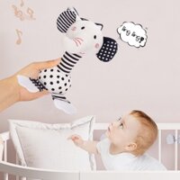 Baby Rattles 0-6 Months, Plush Stuffed Animal Hand Grip Elephant Shaker and Fox Rattle for Infants, Newborn Toy Early Brain Development, High Contrast Black and White Baby Toys