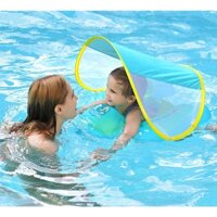 BABY SWIMMING FLOAT WITH SUN CANOPY INFLATABLE INFANT FLOATING SWIM KIDS SWIM POOL ACCESSORIES CIRCLE BATHING SUMMER