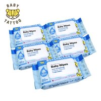 BABY TATTOO Combo 10 Khăn Giấy Ướt Cao Cấp Không Mùi, Gói 80 Miếng