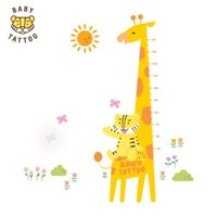 BABY TATTOO Miếng Dán Tường Đo Chiều Cao Hình Con Hổ Và Hươu Cao Cổ Dễ Thương, Trang Trí Phòng Cho Bé