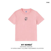 Baby Tee HY KOREA áo thun nữ thêu Thỏ trà sữa 109 cotton 100% co giãn tay ngắn