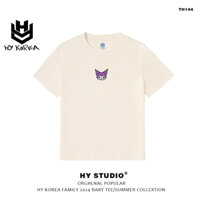 Baby Tee HY KOREA áo thun nữ thêu Kuromi 144 cotton 100% co giãn tay ngắn