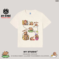 Baby Tee HY KOREA áo thun nữ Capybara Cá Sấu 1649 cotton 100% co giãn tay ngắn