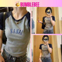 Baby Tee Tay Phối - Áo Thun Tay Phối Phong Cách Hàn Quốc ( Mẫu 02 )