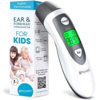 Baby Thermometer for Fever - Ear and Forehead Function - Approved Ear Thermometer for Kids - Digital Thermometer Medical - Tympanic Thermometer - Infant Thermometer - iProven DMT489 Gray Cap